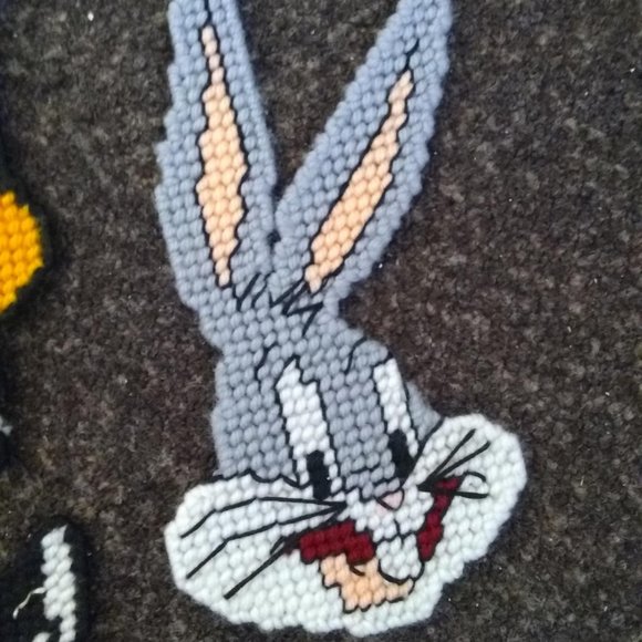 3 Hand-made Cross-Stitch Bugs, Daffy, and Sylvester Refrigerator Magnets - Picture 4 of 4